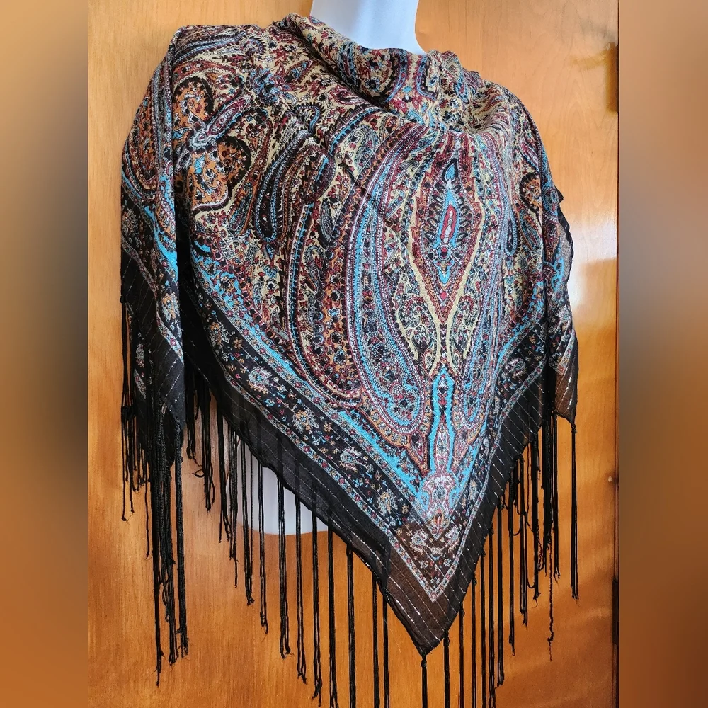 India Bohemian Paisley Fringe Shawl Cotton